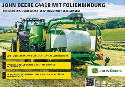 John Deere C441R, Rundballenpresse mit Folienbindung