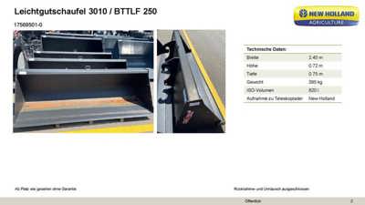 Teleskoplader Leichtgutschaufel mit NH Aufnahme